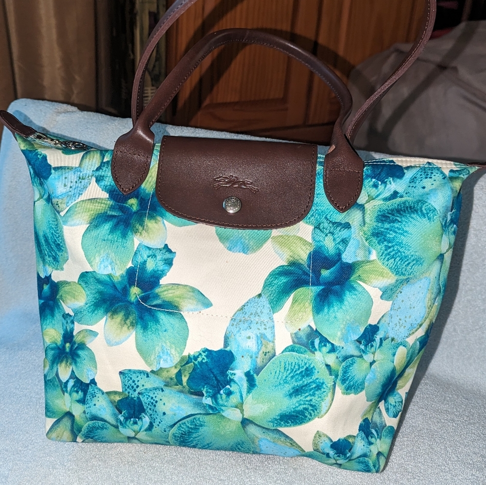 Longchamp Modele Depose Floral Handbag